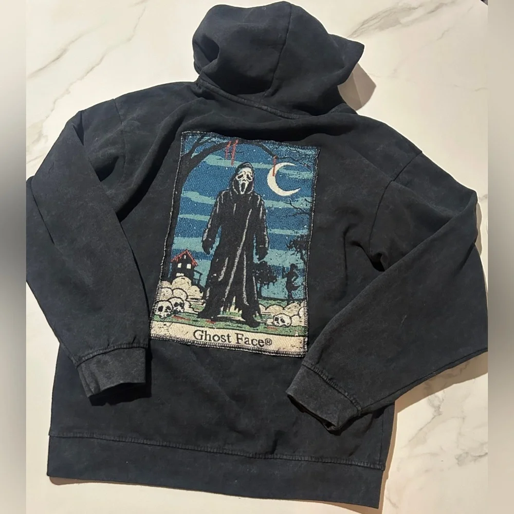 Ghost Face Drawstring Hooded Sweatshirt size M